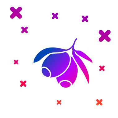 Beyaz arkaplanda izole edilmiş renkli zeytin dalı simgesi. Kademeli rastgele dinamik şekiller. Vektör.