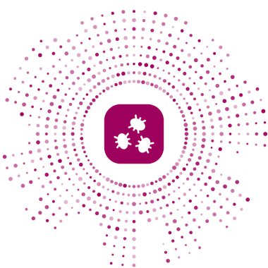 Mor Bakteri simgesi beyaz arkaplanda izole edildi. Bakteriler ve mikroorganizmalar, sebep olan mikroorganizma hastalıkları, hücre kanseri, mikrop, virüs, mantar. Soyut çember rastgele noktalar. Vektör.