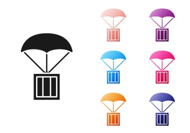 Siyah Hava indirme kutusu simgesi beyaz arkaplanda izole edildi. Simgeleri renklendirin. Vektör.