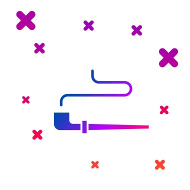 Amerikan yerlilerinin beyaz arka planda izole edilmiş sigara içme ikonu. Kademeli rastgele dinamik şekiller. Vektör.