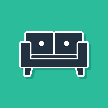 Mavi Koltuk simgesi yeşil arkaplanda izole edildi. Vektör.