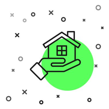 Beyaz arka planda siyah çizgi ev ikonu izole edildi. Sigorta konsepti. Güvenlik, güvenlik, koruma, konsept koruma. Vektör.