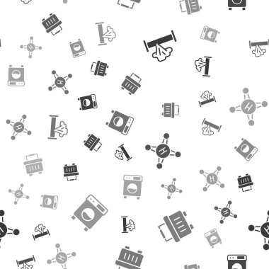 Kırık boru, alet çantası, su musluğu ve çamaşır makinesini kusursuz desene ayarlayın. Vektör.