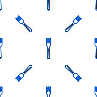 Çizgi Çatalı simgesi beyaz arkaplandaki kusursuz deseni izole etti. Çatal bıçak sembolü. Renkli taslak konsepti. Vektör.