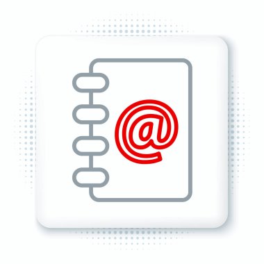 Satır defteri simgesi beyaz arkaplanda izole edildi. Not defteri, adres, bağlantı, rehber, telefon, telefon rehberi simgesi. Renkli taslak konsepti. Vektör.