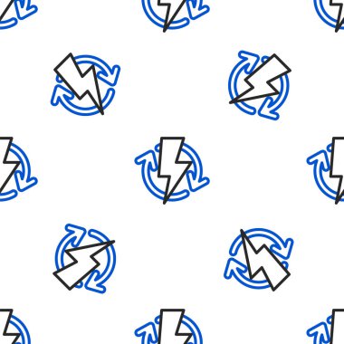 İkonun yeniden şarj edilmesi beyaz arkaplanda izole edilmiş pürüzsüz desen. Elektrik enerjisi işareti. Renkli taslak konsepti. Vektör.