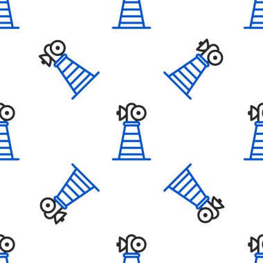 Çizgi Anten simgesi beyaz arkaplandaki kusursuz deseni izole etti. Radyo anteni kablosuz. Teknoloji ve ağ sinyali radyo anteni. Renkli taslak konsepti. Vektör.