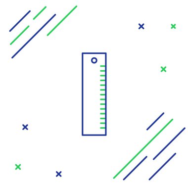 Çizgi cetvel simgesi beyaz arkaplanda izole edildi. Düz sembol. Renkli taslak konsepti. Vektör.