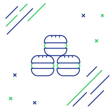 Beyaz arkaplanda çizgi makarna ikonu izole edildi. Makarna tatlı fırın. Renkli taslak konsepti. Vektör.