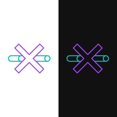 Sigara içilmeyen çizgi simgesi beyaz ve siyah arkaplanda izole edildi. Sigara sembolü. Renkli taslak konsepti. Vektör.