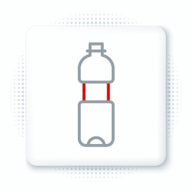 Beyaz arka planda izole edilmiş bir şişe su. Soda su içme tabelası. Renkli taslak konsepti. Vektör.