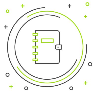 Satır Defteri simgesi beyaz arkaplanda izole edildi. Spiral not defteri simgesi. Okul defteri. Yazı tahtası. Okul günlüğü. Renkli taslak konsepti. Vektör.