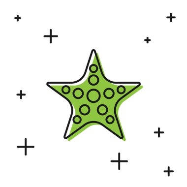 Siyah denizyıldızı simgesi beyaz arkaplanda izole edilmiş. Vektör.