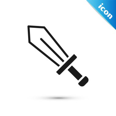 Gri Kılıç beyaz arkaplanda izole edilmiş oyun simgesi. Vektör.