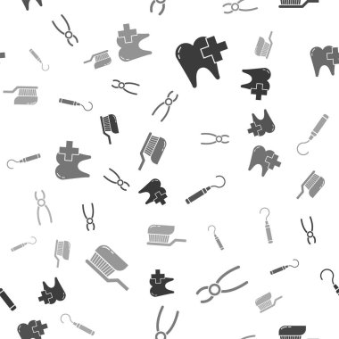 Diş sağlığı kliniği, diş hekimliği, diş bakımı pensesi, diş macunu, diş macunu ve diş fırçası için diş fırçası ayarlayın. Vektör.