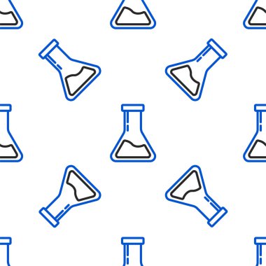 Çizgi Test tüpü ve matarası - kimyasal laboratuvar test ikonu beyaz arka planda izole edilmiş kusursuz desen. Laboratuvar cam levhası. Renkli taslak konsepti. Vektör.