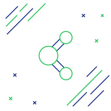 Satır Paylaşımı simgesi beyaz arkaplanda izole edildi. Paylaşma, iletişim piktogramı, sosyal medya, bağlantı, ağ, dağıtım işareti. Renkli taslak konsepti. Vektör.