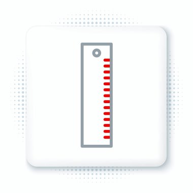 Çizgi cetvel simgesi beyaz arkaplanda izole edildi. Düz sembol. Renkli taslak konsepti. Vektör.