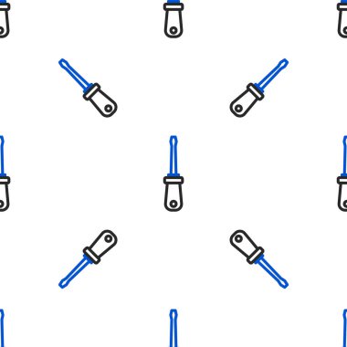 Çizgi Tornavida simgesi beyaz arkaplanda izole edilmiş kusursuz desen. Servis aracı sembolü. Renkli taslak konsepti. Vektör.