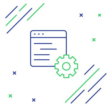 Çizgi Bilgisayar arayüzü simgesi beyaz arkaplanda izole edildi. Uygulama programlama arayüzü API teknolojisi. Yazılım entegrasyonu Renkli taslak konsepti. Vektör.