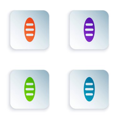 Beyaz arkaplanda izole edilmiş renkli ekmek simgesi. Kare düğmelere renkli simgeleri yerleştir. Vektör.