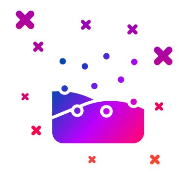 Beyaz arkaplanda renk kar yağışı simgesi izole edildi. Yeni yılda kar yağışlı kar taneleri. Mutlu Noeller ve mutlu yıllar. Kademeli rastgele dinamik şekiller. Vektör.