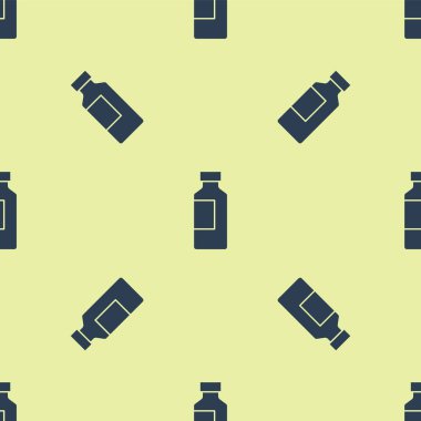 Mavi bir şişe su ikonu sarı arka planda izole edilmiş pürüzsüz desen. Soda su içme tabelası. Vektör.