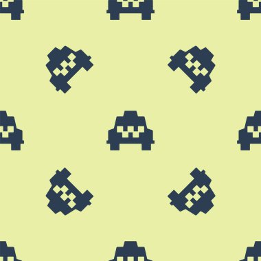 Mavi Taksi ikonu sarı arka planda kusursuz desen izole etti. Vektör.