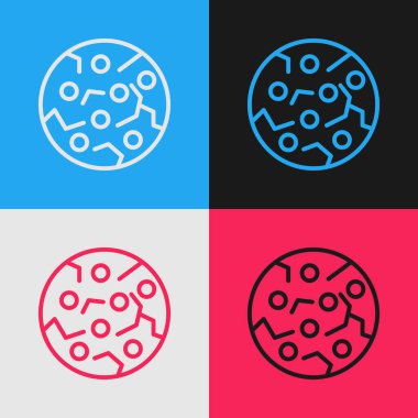 Pop Art Line Cookie ya da renkli arka planda çikolata ikonlu bisküvi. Vektör.