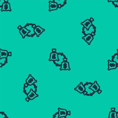 Mavi çizgi döviz takas simgesi yeşil arkaplanda izole edilmiş pürüzsüz desen. Euro ve Dolar para transferi sembolü. Bankacılık işareti. Vektör.