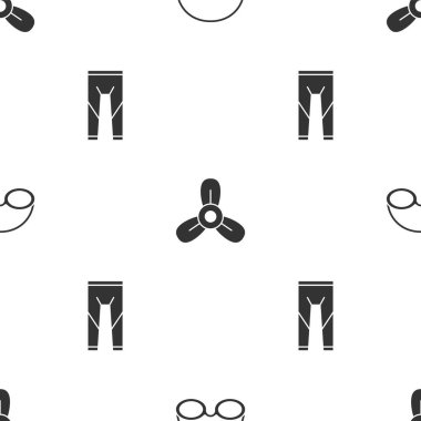 Gözlükleri ve kapağı, tekne pervanesini, türbini ve dalgıç giysisini kusursuz desene ayarlayın. Vektör.