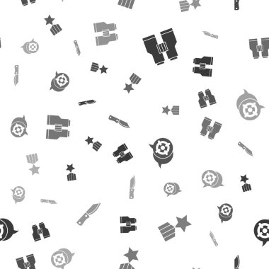 Dürbünü, askeri ödül madalyasını, hedef sporu ve bıçağı kusursuz bir şekilde yerleştirin. Vektör.