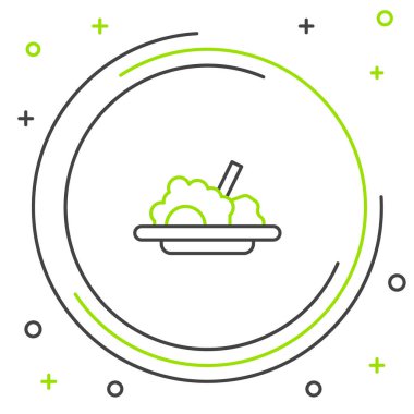 Beyaz arka planda izole edilmiş sağlıklı yiyecek simgesi. Renkli taslak konsepti. Vektör.