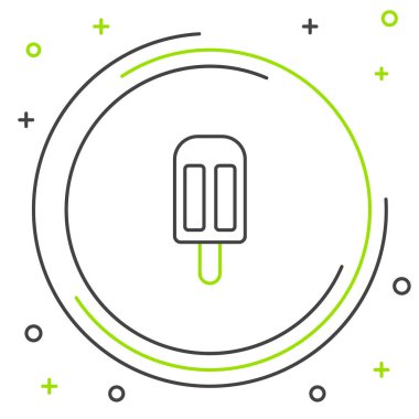 Beyaz arka planda izole edilmiş çizgi dondurma ikonu. Güzel sembol. Renkli taslak konsepti. Vektör.