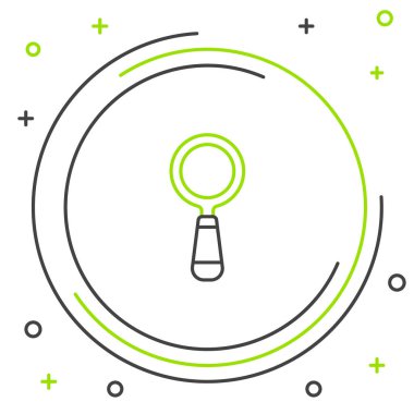 Beyaz arkaplanda izole edilmiş çizgi büyüteç simgesi. Arama, odaklanma, yakınlaştırma, iş sembolü. Renkli taslak konsepti. Vektör.