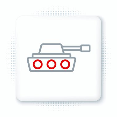 Beyaz arka planda askeri tank simgesi izole edildi. Renkli taslak konsepti. Vektör.