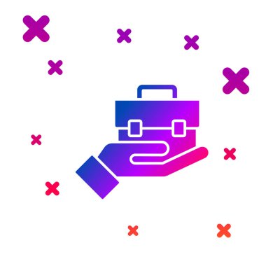 Renkli El evrak çantası simgesi beyaz arkaplanda izole edildi. Sigorta konsepti. Güvenlik, güvenlik, koruma, konsept koruma. Kademeli rastgele dinamik şekiller. Vektör.