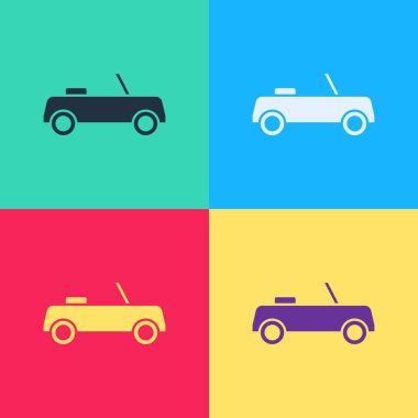 Pop Art Car simgesi renk arkaplanında izole edildi. Ön manzara. Vektör.