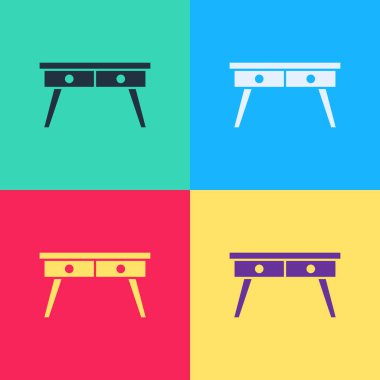 Pop Art Office masa simgesi renk arkaplanında izole edildi. Vektör.