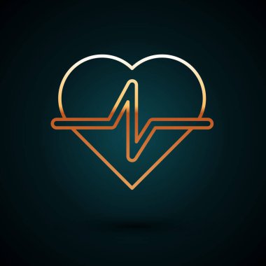 Altın çizgili hayat sigortası ikonu koyu mavi arka planda izole edilmiş. Güvenlik, güvenlik, koruma, konsept koruma. Vektör.