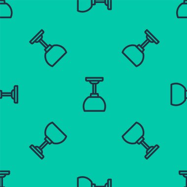 Mavi çizgi lambası ikonu yeşil arka planda izole edilmiş. Tavan lambası ampulü. Vektör.