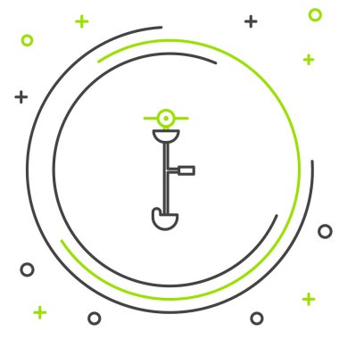 Çizgi otu ve ot teli budayıcı simgesi beyaz arkaplanda izole edilmiş. Çim biçme makinesi, beyaz arka planda izole edilmiş çim biçme makinesi. Renkli taslak konsepti. Vektör.