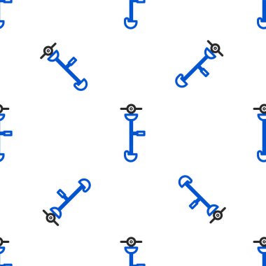 Çizgi Çim ve ot teli budayıcı simgesi beyaz arka planda izole edilmiş pürüzsüz desen. Çim biçme makinesi, beyaz arka planda izole edilmiş çim biçme makinesi. Renkli taslak konsepti. Vektör.