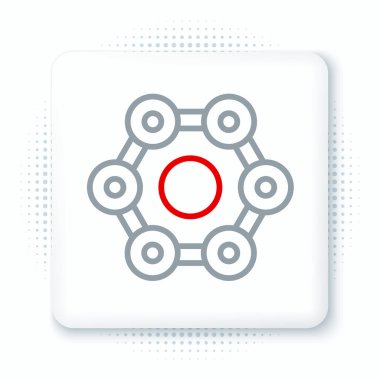 Çizgi Kimyasal Formül simgesi beyaz arkaplanda izole edildi. Yenilikçi tıp, sağlık, araştırma ve bilim için soyut altıgen. Renkli taslak konsepti. Vektör.