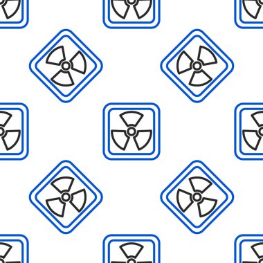 Çizgi Radyoaktif simgesi beyaz arkaplanda izole edilmiş kusursuz desen. Radyoaktif zehirli sembol. Radyasyon tehlikesi işareti. Renkli taslak konsepti. Vektör.