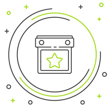 Çizgi Takvim Partisi simgesi beyaz arkaplanda izole edildi. Olay hatırlatma sembolü. Renkli taslak konsepti. Vektör.