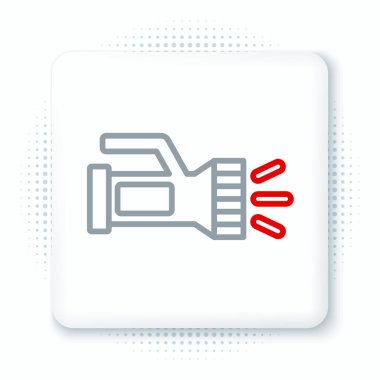 Dalış simgesi için çizgi el feneri beyaz arkaplanda izole edildi. Su altı ekipmanları. Renkli taslak konsepti. Vektör.