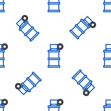 Line Hand duman bombası ikonu beyaz arka planda kusursuz desen izole etti. Bomba patlaması. Renkli taslak konsepti. Vektör.