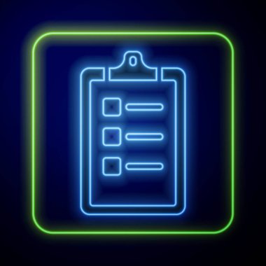 Parlayan neon renkli Grooming kuaför salonu fiyat listesi simgesi mavi arka planda izole edildi. Vektör.