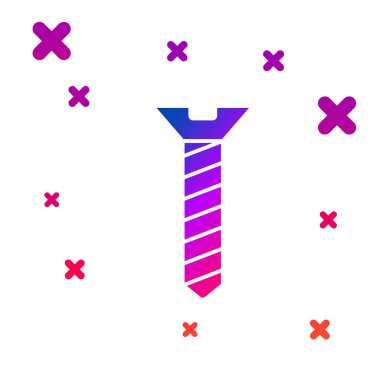 Beyaz arkaplanda izole edilmiş renkli metal vida simgesi. Kademeli rastgele dinamik şekiller. Vektör.